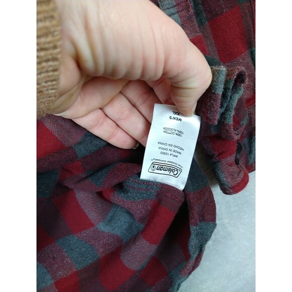 Coleman Plaid Flannel Shirt Men's 2XL Red/Gray Long Sleeve Pockets Outdoor EUC - Picture 9 of 11